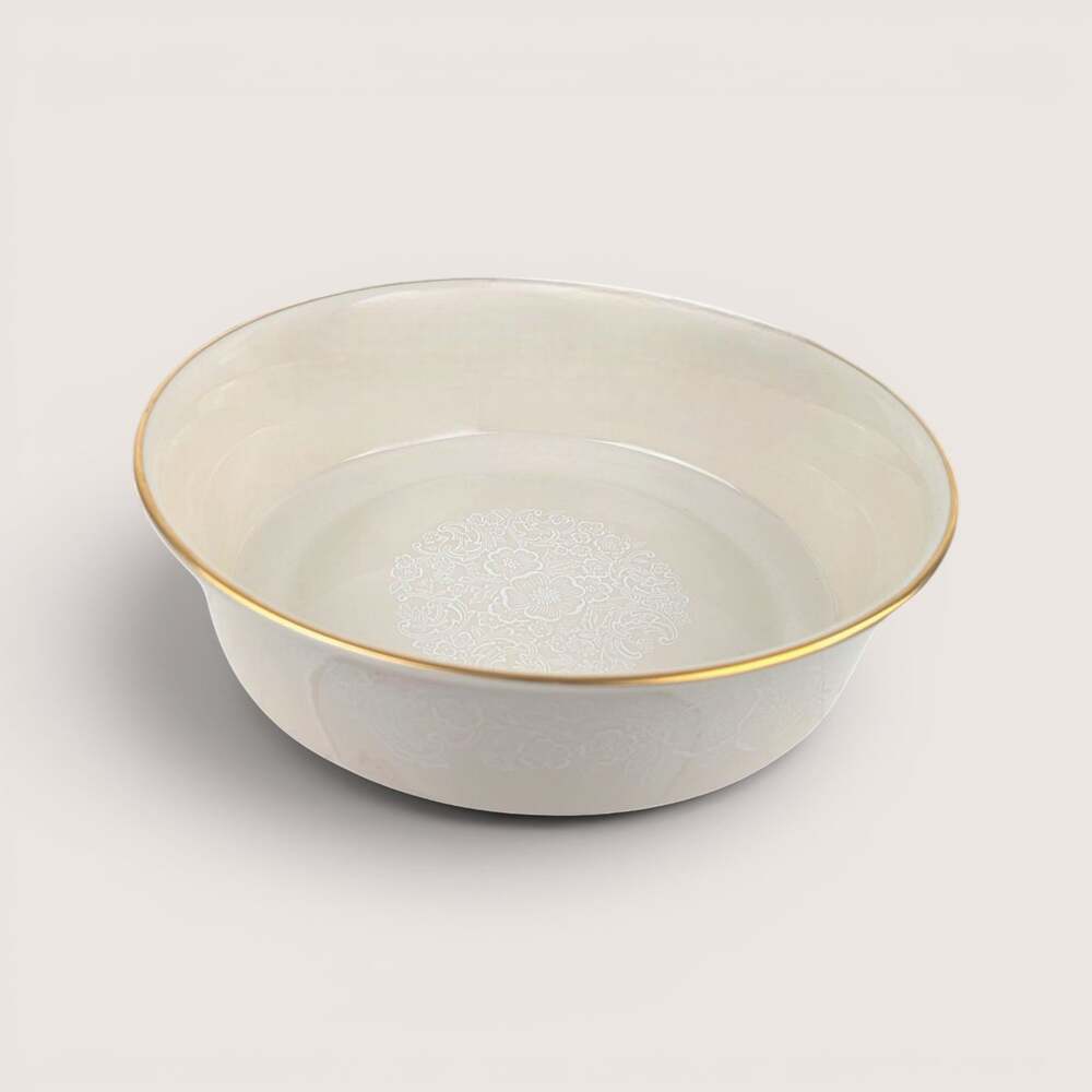 Vintage Lenox Special Ivory Porcelain Bowl White Lace Floral Gold Trim Tableware